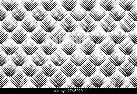Abstract geometric pattern with stripe lines. Artistic fan shape floral ornamenal tile background. Black and white texture. Stock Vector