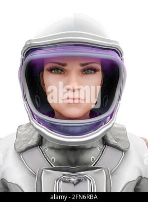 american astronaut in a space outfit portrait, 3d illustration Stock Photo