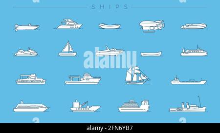 Ships concept line style vector icons set Stock Vector Image & Art - Alamy