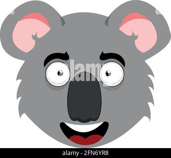 Vector emoticon illustration of a koala's face with a happy expression Stock Vector