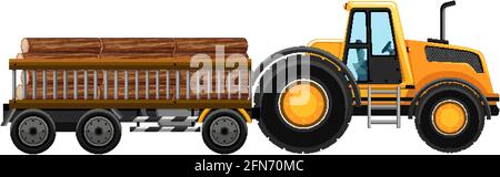 Set of tow truck carrying woods isolated background illustration Stock Vector