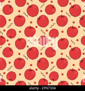 Red Apple Seamless Vector Pattern Illustration Stock Vector