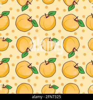 Yellow Apricots Seamless Vector Pattern Illustration Stock Vector