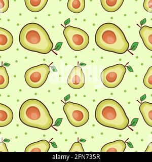 Avocado Fruit Seamless Pattern Vector Illustration Stock Vector