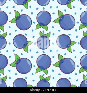Blueberries Fruit Seamless Vector Pattern Illustration Stock Vector