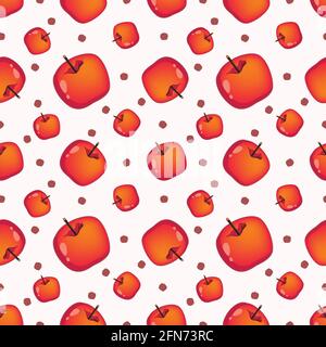 Crab Apple Fruit Seamless Vector Pattern Illustration Stock Vector