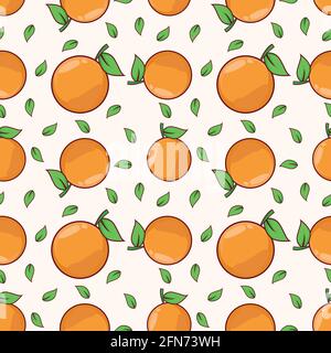 Clementine Fruit Seamless Vector Pattern Illustration Stock Vector