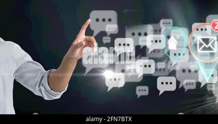 Composition of digital message icons over caucasian businessman Stock Photo