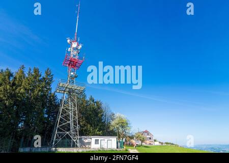 Weistrach: mountain Plattenberg, transmission tower in Mostviertel, Niederösterreich, Lower Austria, Austria Stock Photo
