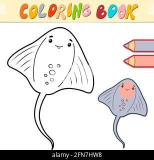 Coloring book or page for kids. cramp-fish black and white vector illustration Stock Vector