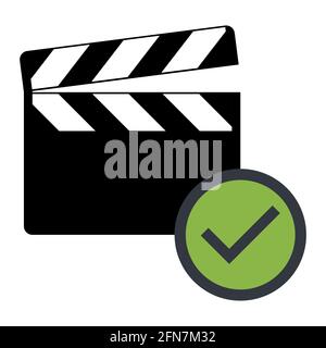 Clapper board icon on white background. Vector flat film video illustration . Stock Vector