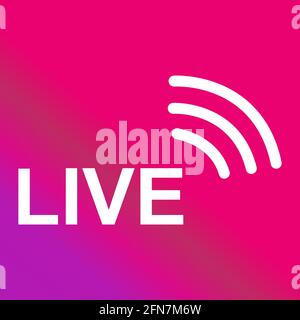 Live streaming icon. Modern vector button design isolated on color gradient background . Stock Vector