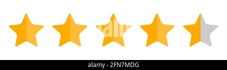 Four and half stars, customer quality symbol, vector product rating review flat icon for hotel, restaurant etc . Stock Vector