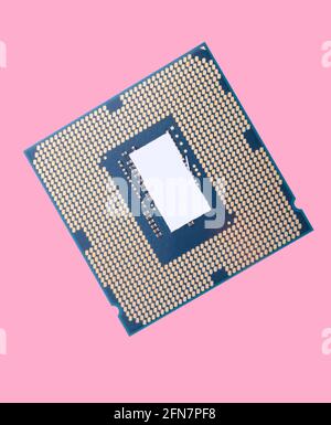 central Processor unit isolated on pink background at dry sunny day Stock Photo