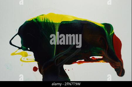 flick the Abstract oil color Background colorful mix colors Stock Photo