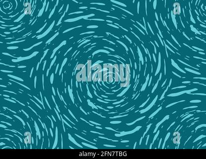 Maelstorm. Blue drops in circle. Water seamless pattern on dark blue background. Vector illustration. Stock Vector