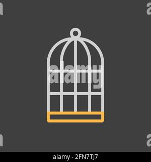 Empty bird cage vector icon on dark background. Pet animal sign. Graph symbol for pet and veterinary web site and apps design, logo, app, UI Stock Vector