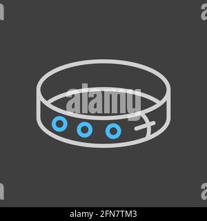 Pet collar vector icon on dark background. Pet animal sign. Graph symbol for pet and veterinary web site and apps design, logo, app, UI Stock Vector