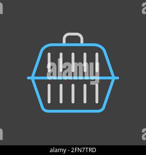 Pet carrier vector icon on dark background. Pet animal sign. Graph symbol for pet and veterinary web site and apps design, logo, app, UI Stock Vector