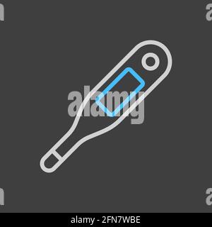 Electronic medical thermometer vector icon on dark background. Medicine and medical support sign. Graph symbol for medical web site and apps design, l Stock Vector