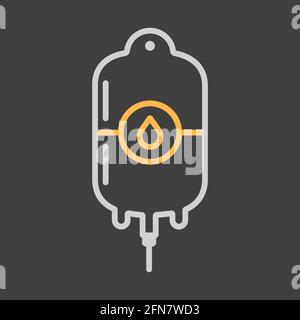 Blood Bag vector icon on dark background. Medicine and healthcare, medical support sign. Graph symbol for medical web site and apps design, logo, app, Stock Vector