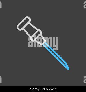 Catheter vector icon on dark background. Medicine and healthcare, medical support sign. Graph symbol for medical web site and apps design, logo, app, Stock Vector