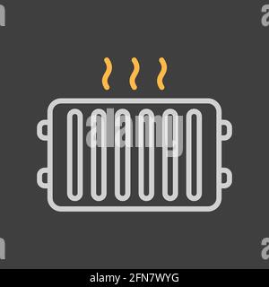Radiator, heater vector flat icon on dark background. Construction, repair and building. Graph symbol for your web site design, logo, app, UI Stock Vector