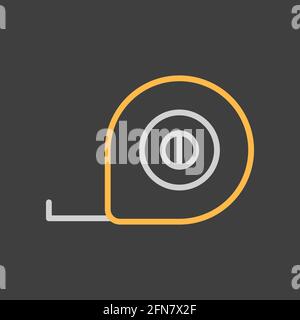 Tape measure vector flat icon on dark background. Construction, repair and building. Graph symbol for your web site design, logo, app, UI Stock Vector
