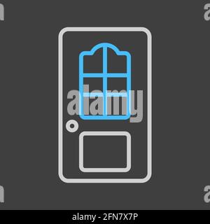 Interroom door vector flat icon on dark background. Construction, repair and building. Graph symbol for your web site design, logo, app, UI Stock Vector