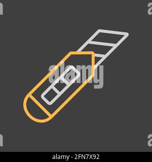 Construction utility knife vector flat icon on dark background. Construction, repair and building. Graph symbol for your web site design, logo, app, U Stock Vector