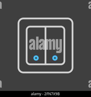 Electrical Switch two buttons icon on dark background. Construction, repair and building vector design and illustration Stock Vector