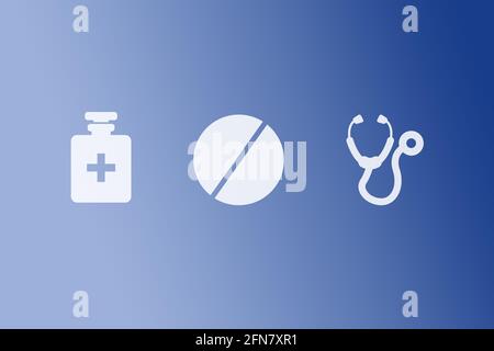 Doctor with blue medical icons Stock Photo - Alamy