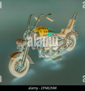 Retro Pop Art On A Classic Motorcycle In Creative Old Fashioned Styling Chop Art Stock Photo Alamy