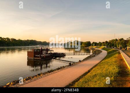 Riverside walkawy in Szentendre city Hungary. Famous tourist destination near by Budapest. This place is a cycle road too. Stock Photo