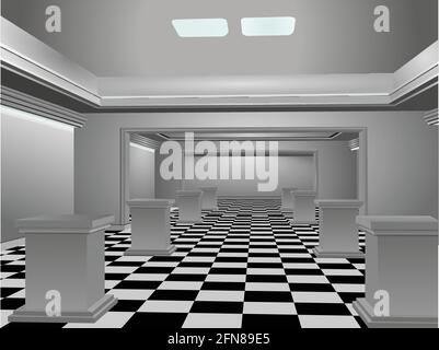 3D View of a Big room in vector format Stock Vector