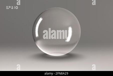 Crystal ball light vector on transparent background. Clear sphere transparent ball. Bubble clear EPS 10. Stock Vector