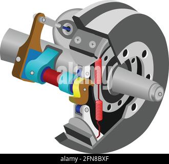vector of car brake assembly, isolated on white background. Stock Vector