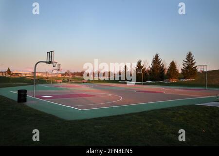 April 2021 London Ontario Canada, Empty Basketball court during the pandemic as Doug Ford orders closure. Luke Durda/Alamy Stock Photo