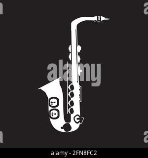 Vector illustration of white saxophone Stock Vector