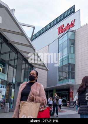 London- April, 2021: Westfield Shopping Centre in Shepherds Bush. Large scale indoor retail centre with many high street and luxury chains. Stock Photo