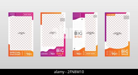 Social Media Stories Banner Templates with image placeholder, Branding and Promotion. Suitable for social media posts and web or internet ads. Vector Stock Vector
