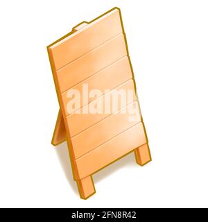 A stand wooden board, a digital painting of blank template menu board stand for display in front of cafe shop raster 3D illustration isolated on white Stock Photo