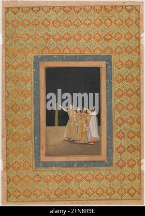 Court Ladies Playing with Fireworks, ca. 1740. Attributed to Muhammad Afzal. Stock Photo