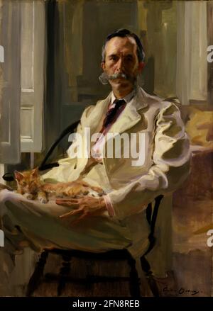 Man with the Cat (Henry Sturgis Drinker), 1898. Stock Photo