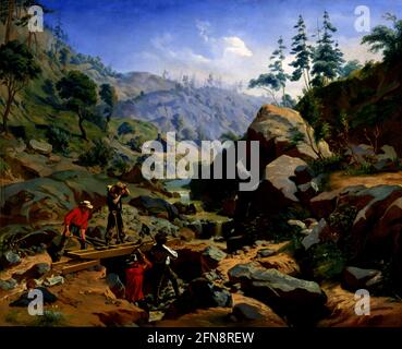 Miners in the Sierras, 1851-1852. Stock Photo