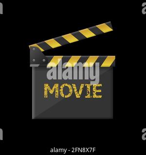 Golden Movie clapper board with play sign Stock Vector