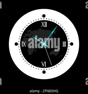 hand watch wall clock world time zone minute  time hour countdown. Stock Vector
