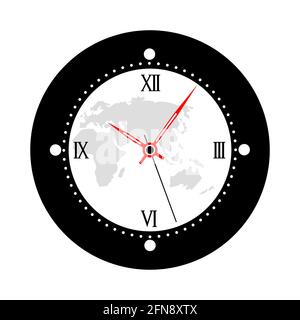 hand watch wall clock world time zone minute  time hour countdown. Stock Vector