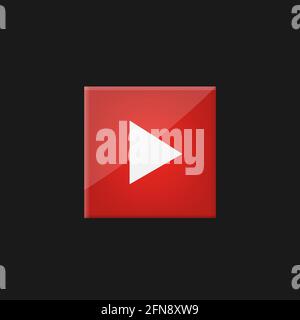 Red square play sign Stock Vector