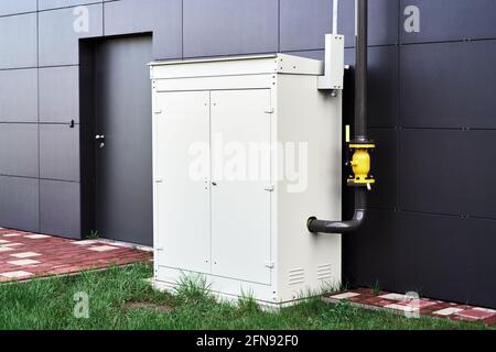 gas control point metal heat insulated cabinet Stock Photo